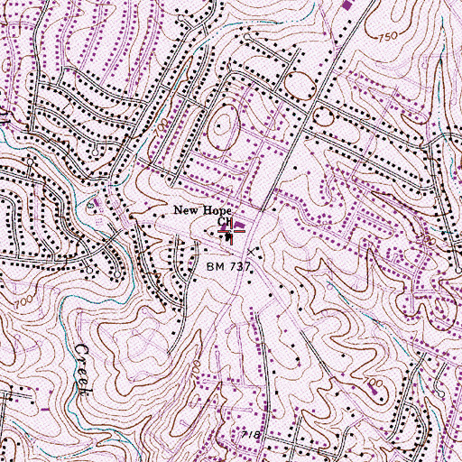 Topographic Map of New Hope Church, NC