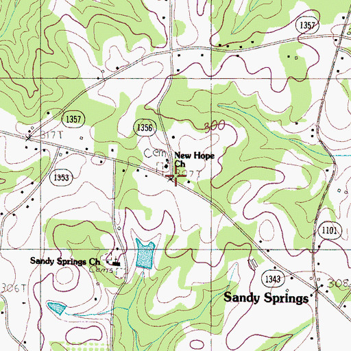 Topographic Map of New Hope Church, NC