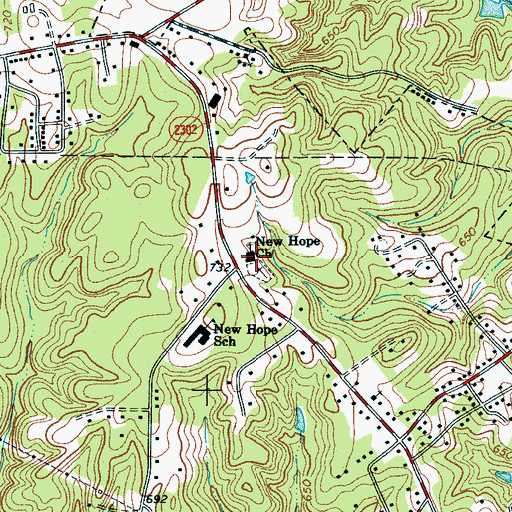 Topographic Map of New Hope Church, NC