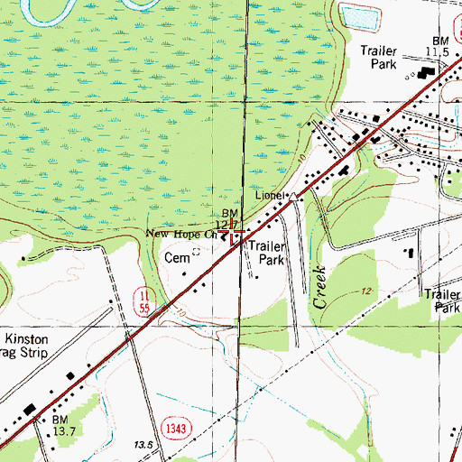 Topographic Map of New Hope Church, NC
