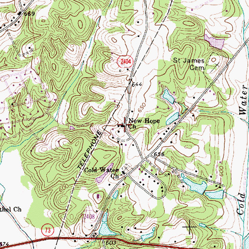 Topographic Map of New Hope Church, NC