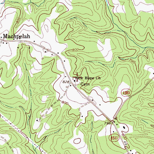 Topographic Map of New Hope Church, NC