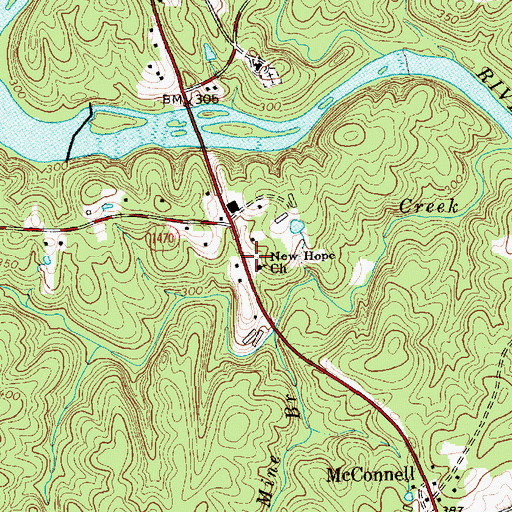 Topographic Map of New Hope Church, NC