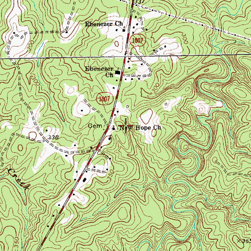 Topographic Map of New Hope Church, NC