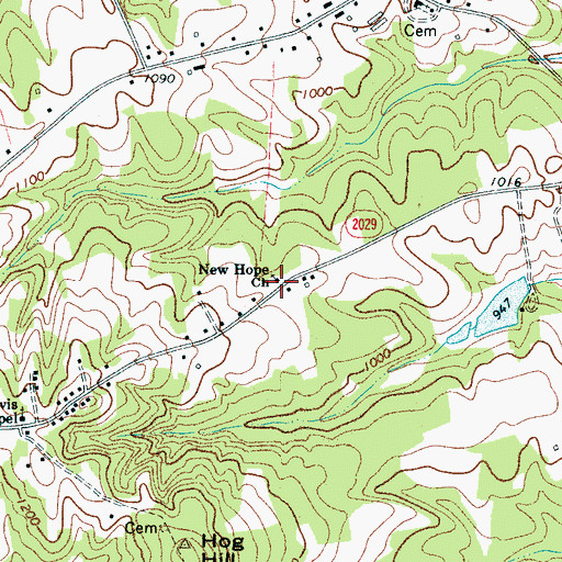 Topographic Map of New Hope Church, NC