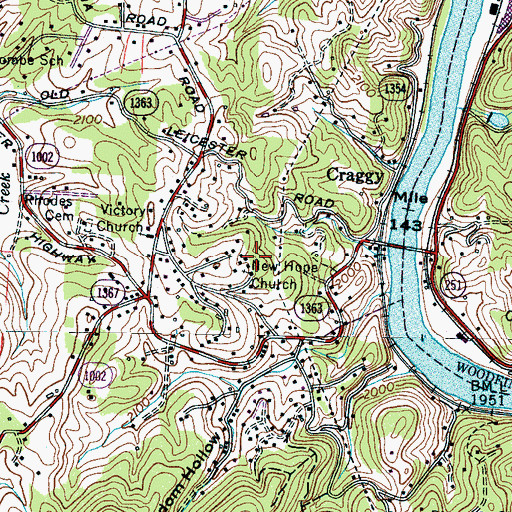 Topographic Map of New Hope Church, NC