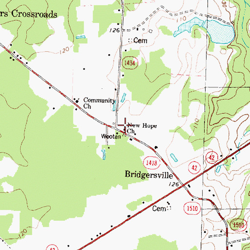 Topographic Map of New Hope Church, NC