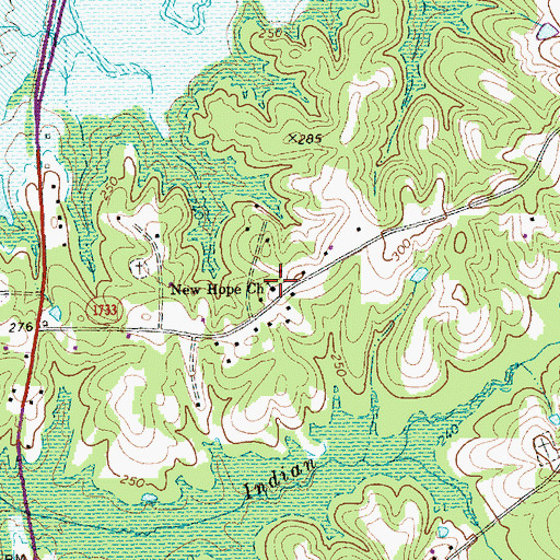 Topographic Map of New Hope Church, NC