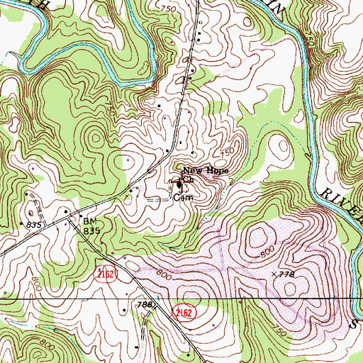Topographic Map of New Hope Church, NC