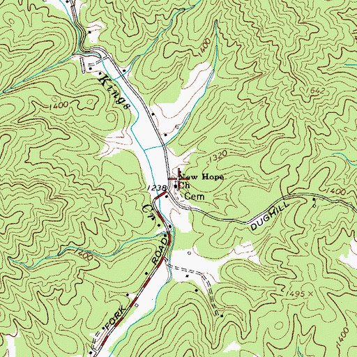 Topographic Map of New Hope Church, NC