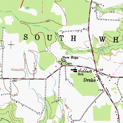Topographic Map of New Hope Church, NC