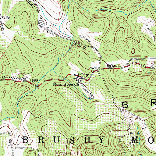 Topographic Map of New Hope Church, NC