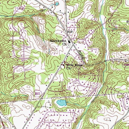 Topographic Map of New Hope Church, NC