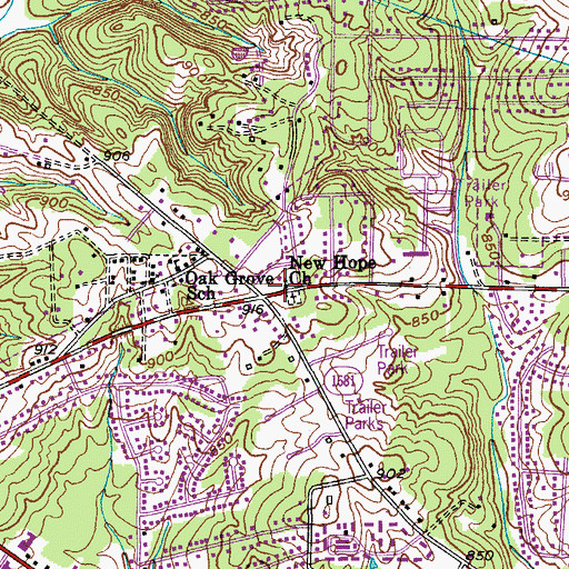Topographic Map of New Hope Church, NC