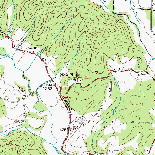 Topographic Map of New Hope Church, NC