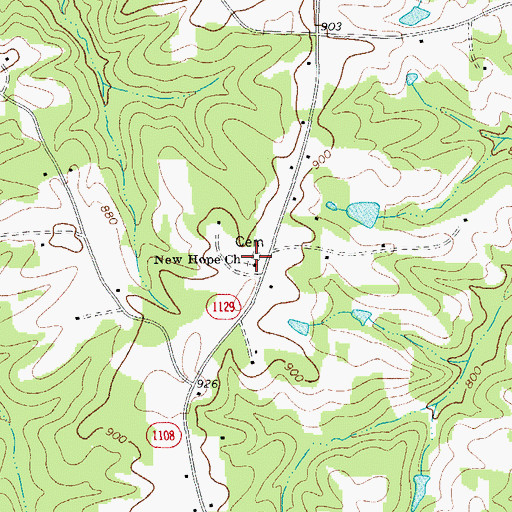Topographic Map of New Hope Church, NC