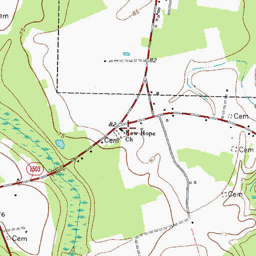 Topographic Map of New Hope Church, NC
