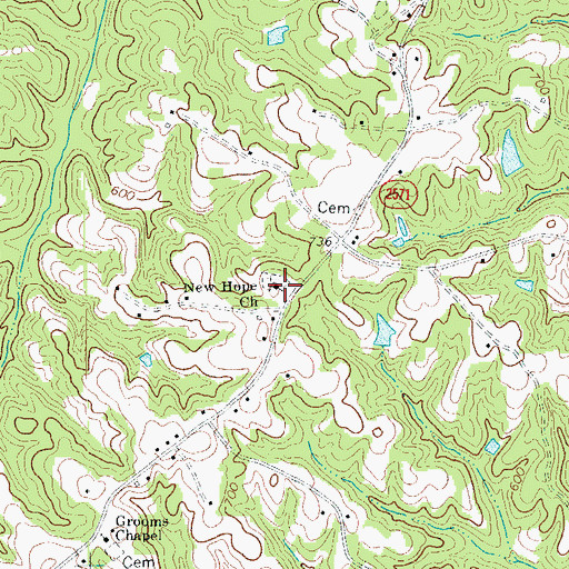 Topographic Map of New Hope Church, NC