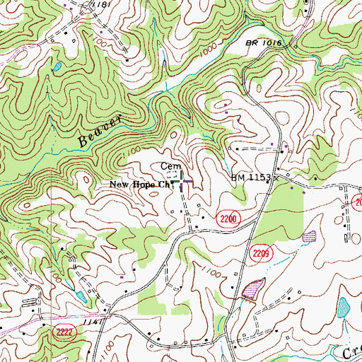 Topographic Map of New Hope Church, NC