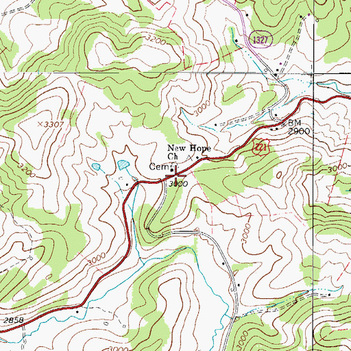 Topographic Map of New Hope Baptist Church, NC