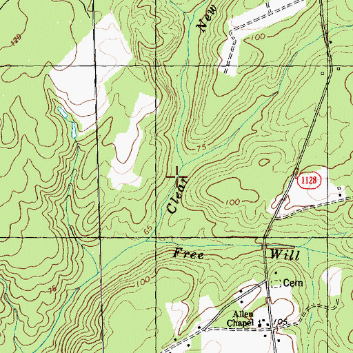 Topographic Map of New Hope Creek, NC