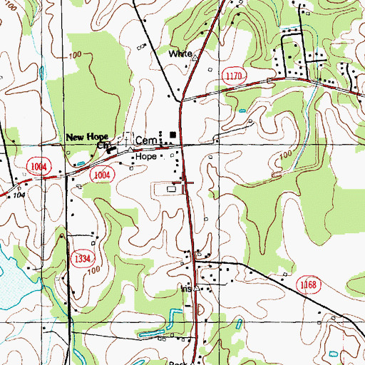 Topographic Map of New Hope School, NC