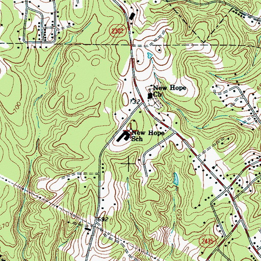 Topographic Map of New Hope School, NC