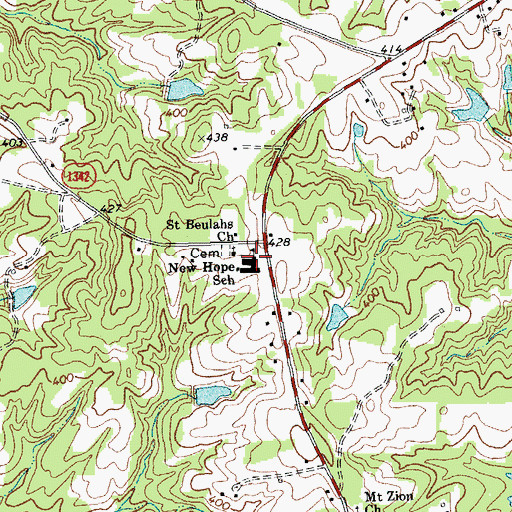 Topographic Map of New Hope School, NC