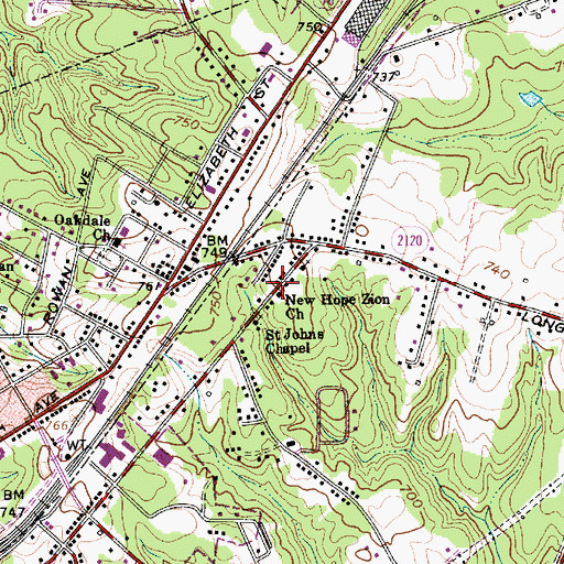 Topographic Map of New Hope Zion Church, NC