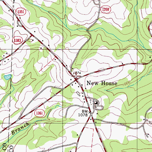 Topographic Map of New House, NC