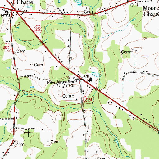 Topographic Map of New Jerusalem Church, NC