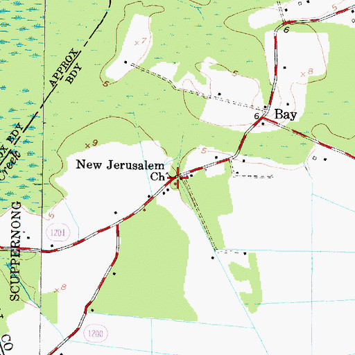 Topographic Map of New Jerusalem Church, NC