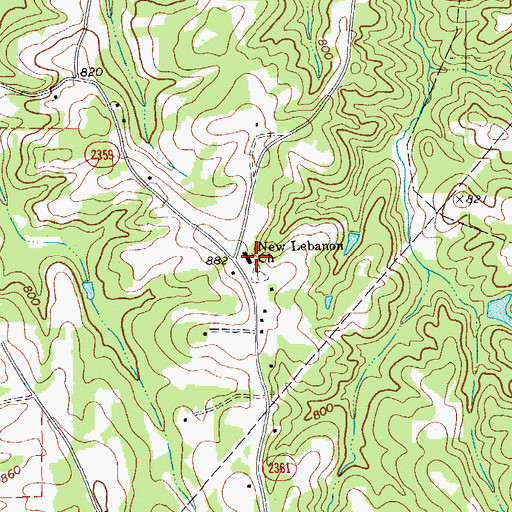 Topographic Map of New Lebanon Church, NC