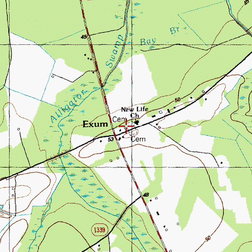 Topographic Map of New Life Church, NC