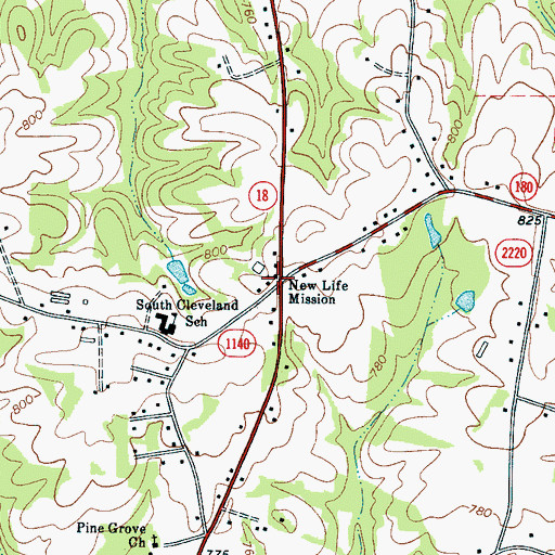 Topographic Map of New Life Mission, NC