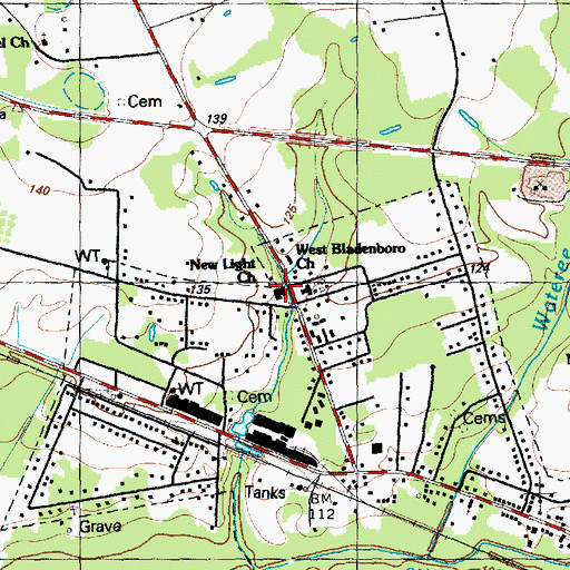 Topographic Map of New Light Church, NC