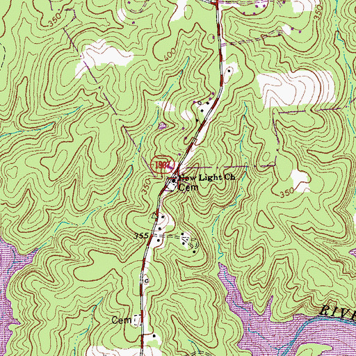 Topographic Map of New Light Church, NC