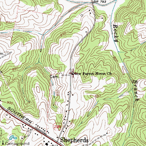 Topographic Map of New Parrot Home Church, NC