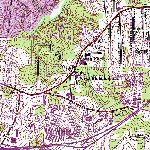 Topographic Map of New Philadelphia Church, NC
