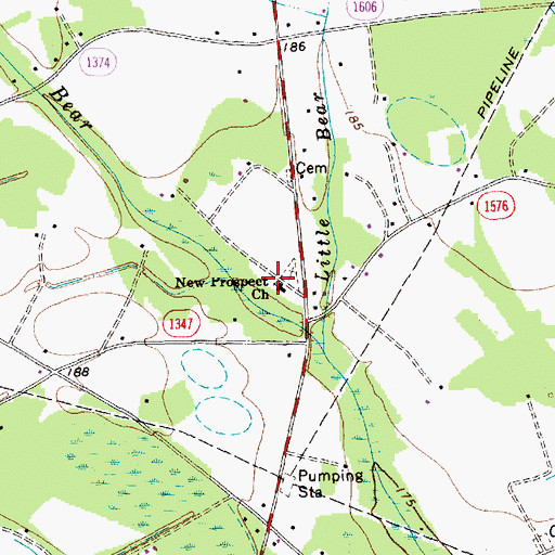 Topographic Map of New Prospect Church, NC