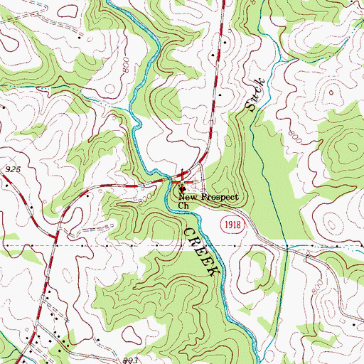 Topographic Map of New Prospect Church, NC