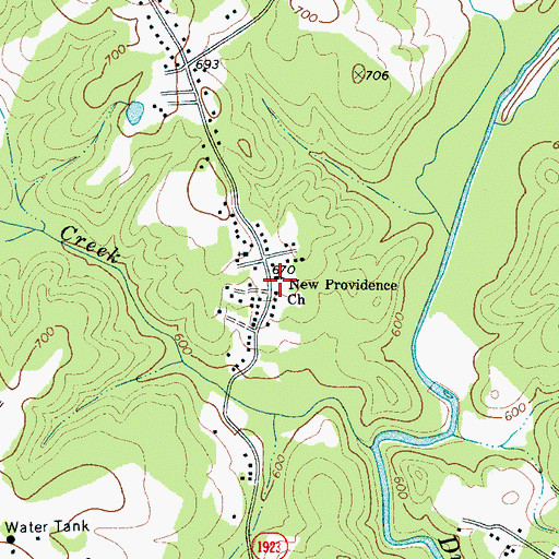 Topographic Map of New Providence Church, NC