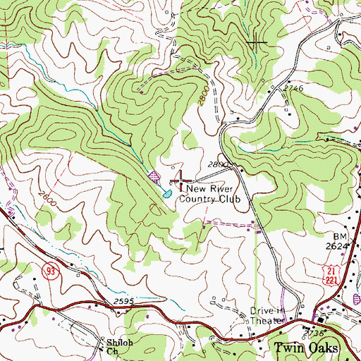 Topographic Map of New River Country Club, NC
