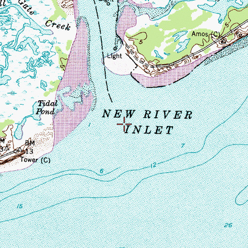 Topographic Map of New River Inlet, NC