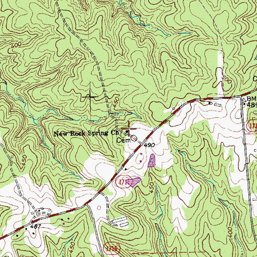 Topographic Map of New Rock Spring Church, NC