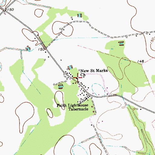 Topographic Map of New Saint Marks Church, NC