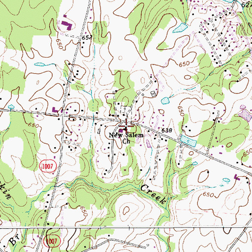 Topographic Map of New Salem Church, NC
