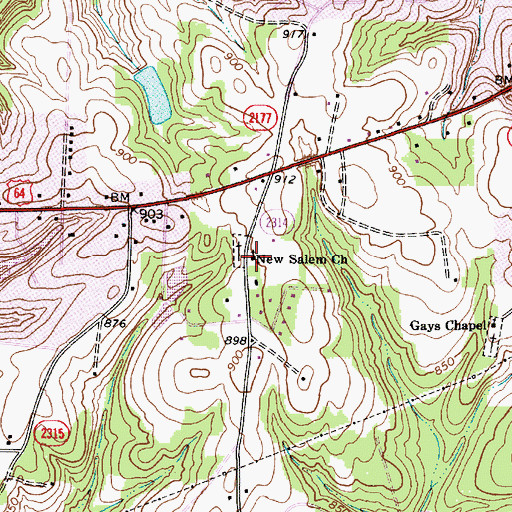 Topographic Map of New Salem Church, NC
