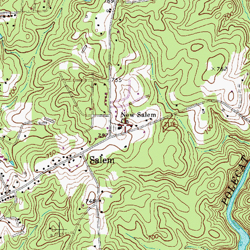 Topographic Map of New Salem Church, NC