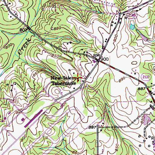 Topographic Map of New Salem Tabernacle, NC
